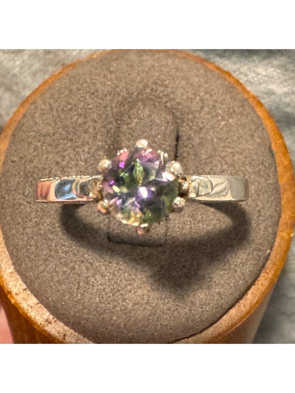 Solid Sterling Silver 925 Mystic Topaz Prong Set Statement Ring Size 11.75